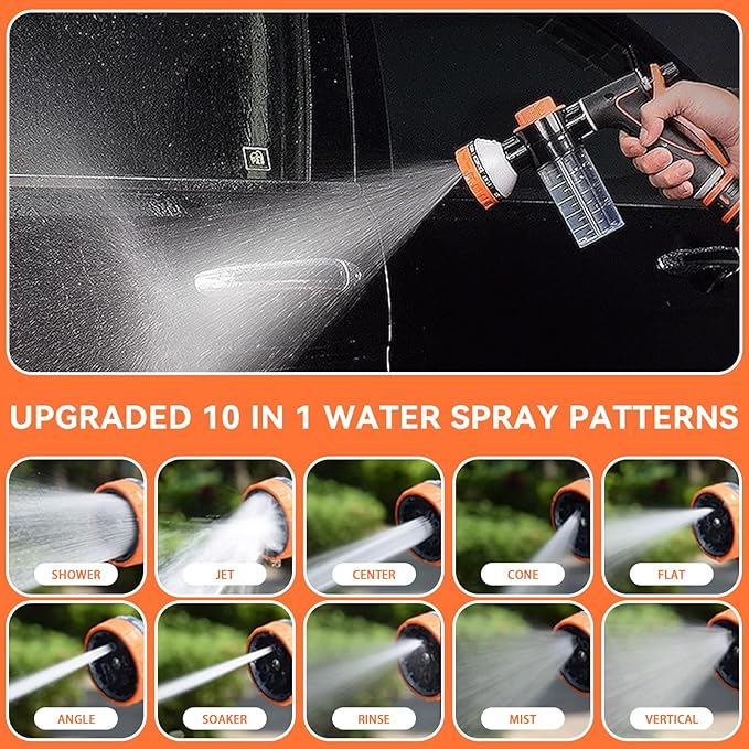 Pup Dog Wash Garden Hose Nozzle with Soap Dispenser for Car Washing, 10 Sprayer Pattern Dog Washing Hose Attachment Outdoor Use Dog Shower Attachment with Dog Brush for Pet Shower