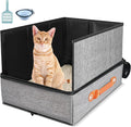 17.7''x 13.5''x 13.7" Travel Litter Box for Cats, Collapsible Cat Litter Box with Lid, Portable Cat Box with Zipper & Hard Bottom, Leak-Proof Kitty Litter Pan for Car Hotel Airplane, Water-Resistant