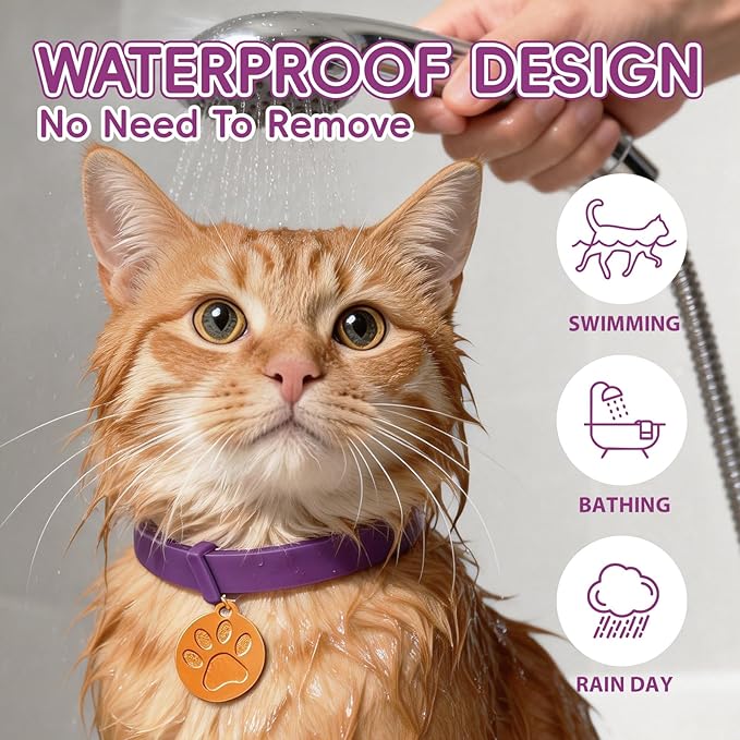 Calming Collars for Cats, 4 Packs Adjustable Calming Cat Collar with Pheromone Scent, with Yellow Gold Pendants, 120 Days Calm Relief for Anxious Cats, 15 Inch, Purple