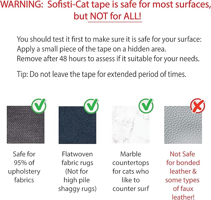 Sofisti-Cat Training Tape, Cat Tape for Furniture, Scratch Deterrent Keep Cats from Scratching Furniture with Our Double -Sided Repellent, 2.5" x 15' Roll