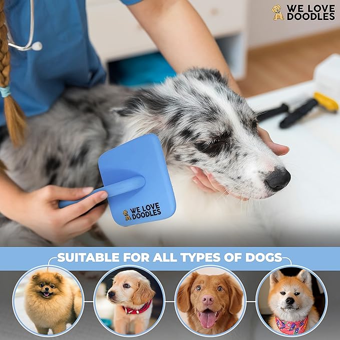 We Love Doodles Large Slicker Brush & Lavender Detangler Spray Pack - for Long-Haired Dogs, Dog Leave-In Conditioner for Reducing Mats, Knots & Tangles, Dematting & Conditioning Kit, 16 oz