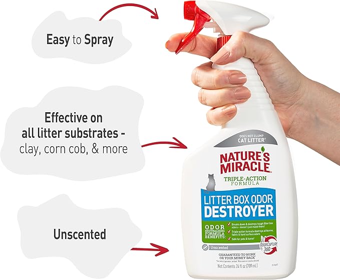 Nature's Miracle Litter Box Odor Destroyer, 24 Ounces, Eliminates Feces, Urine and Ammonia Odors from Cat Litter Box