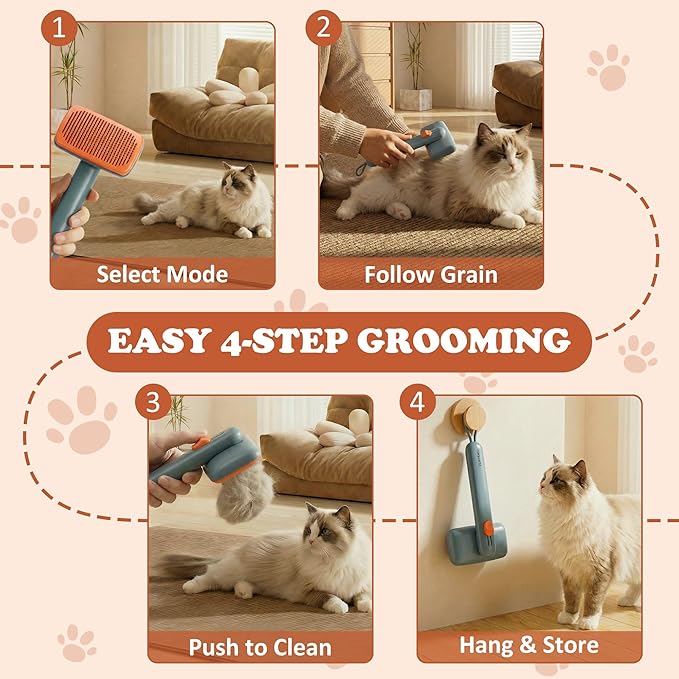 Self Cleaning Slicker Brush - Skin Friendly Pet Shedding Brush for Cats, Puppies, Long & Short Hair, Painless Deshedding & Massaging Tool(Green)