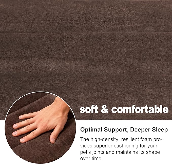 Dog Crate Pad, Ultra Soft & Anti-Slip Kennel Mat, Secure Fit for Metal Crates & Dog Cages, Washable Cozy Bed for Small Medium Large Dogs (Dark Brown, L(34"*20"*1.5"))