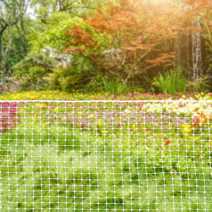 Houseables Plastic Fence, Plastic Mesh Fence, Mesh Fencing, Deer Netting, Cat Netting, Temporary, Wire Fencing, Balcony, Pets, Garden, Chicken, Poultry, Dogs, Construction, Yard, White, 4 x 50 FT Roll