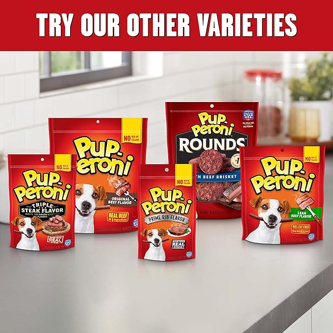 Pup-Peroni Dog Treats, Filet Mignon & Bacon Flavors, 22.5 Ounce, Made with Real Steak (Pack of 2)