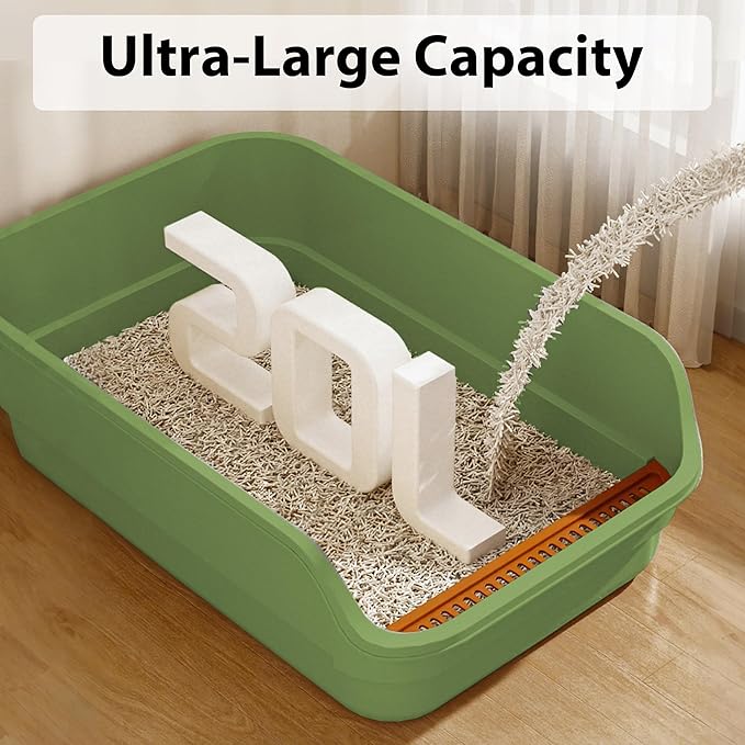 Gefryco Senior Cat Litter Box Low Entry Extra Large Litter Box for Indoor Cats Corner Low Cat Pan