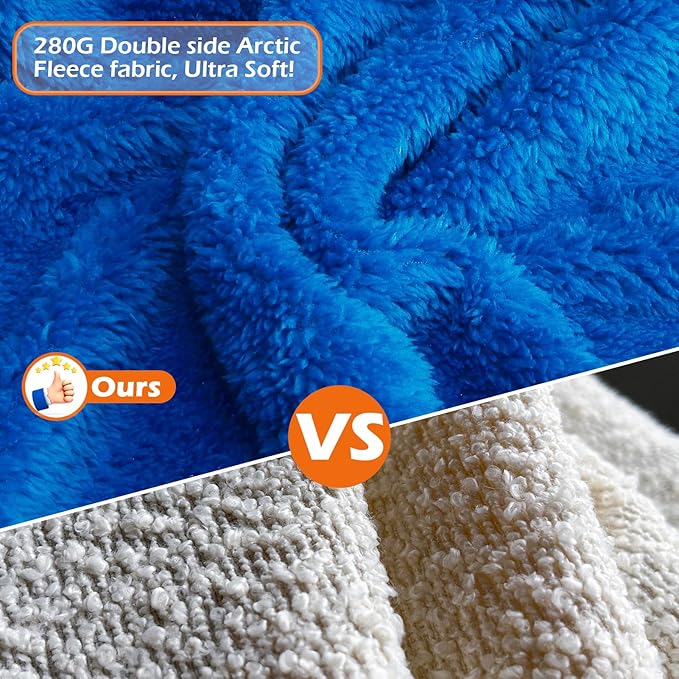 EXPAWLORER Soft Dog Bathrobe with Hood, Super Absorbent & Quick-Drying Dog Towels, Cozy Drying Coat for After Bath,Swimming, Blue XXL