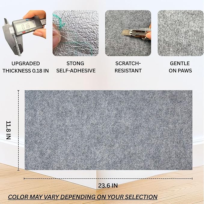 Cat Scratch Mat (Grey, 10-Pack), 23.6’’ x 11.8’’ Wall Corner Scratcher, Versatile Self-Adhesive Replacement Easy Use for Cat Trees, Wall Furniture, Scratching Posts, and Couch Protection