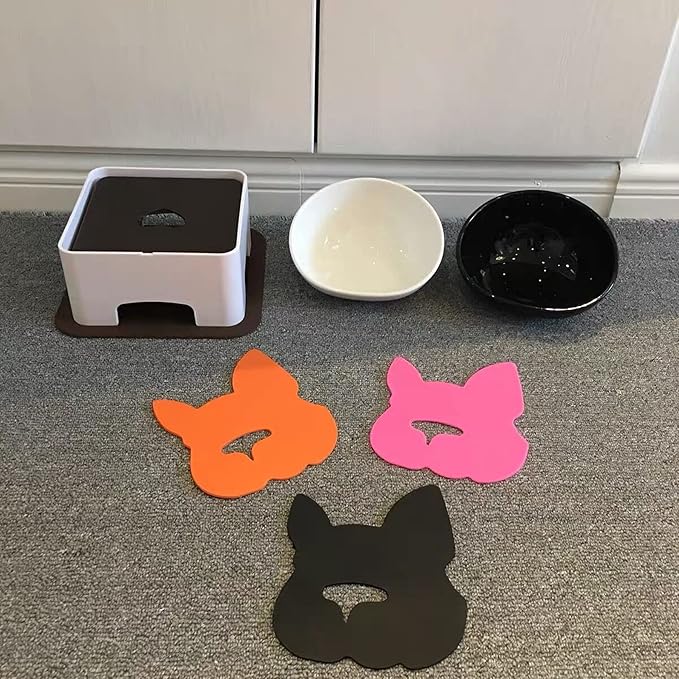 Bulldog Bowl Anti-Slip Dog Cat Dish Detachable Dog Bowls Pet Sterile Tilted Pet Feeder Slope Base (Black,Ceramic - 1.5 Cup