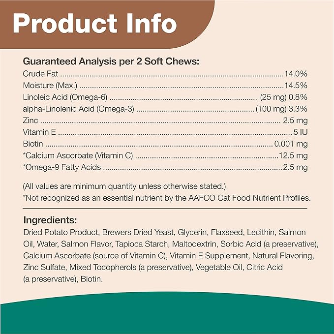 NaturVet – Skin & Coat Plus Omegas for Cats – 60 Soft Chews | Supports Healthy Skin & Glossy Coat | & VitaPet Senior Daily Vitamins for Cats, Formulated to Provide Essential Minerals, 90 g, 60 Count