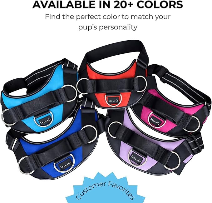 ShawnCo Essential Dog Harness, No-Pull Pet Vest with 3 Leash Clips, No Choke, Reflective, Adjustable and Padded, for Easy Walking and Training for Small, Medium and Large Dogs (White Marble, L)