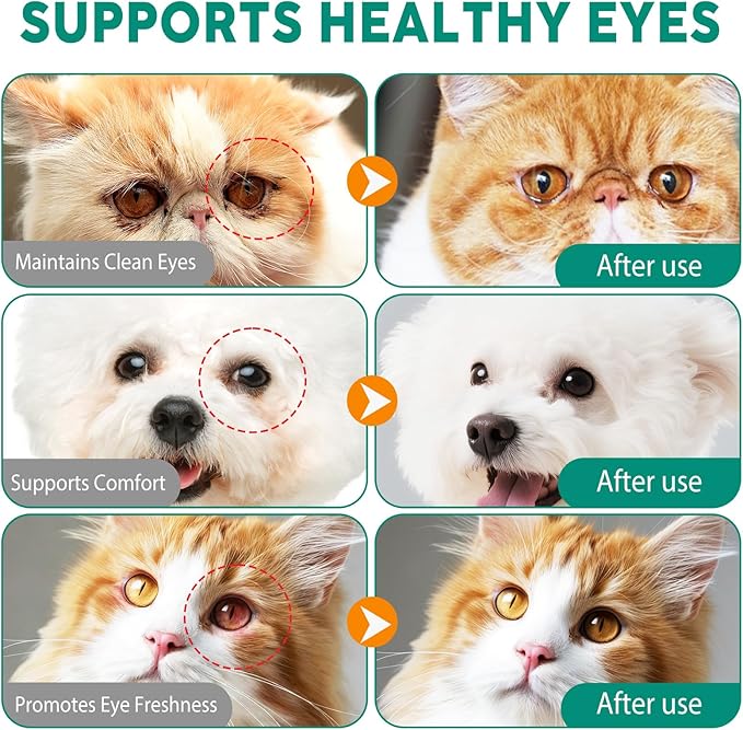 Dog Eye Drops, Eye Infection Treatment for Dogs and Cats, Soothe Infection & Allergy, Relieve Dry, Pink & Minor Irritated Eyes, Pet Tear Stain Remover & Eyes Cleaner, 100ml