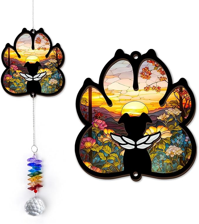 Dog Memorial Suncatcher - Dog Paw Suncatcher - Dogs Memorial Pets Loss Gift - Heartfelt Sympathy Paw Print Suncatchers - Comfort Keepsake - Mother's Day for Dog Mom Dad