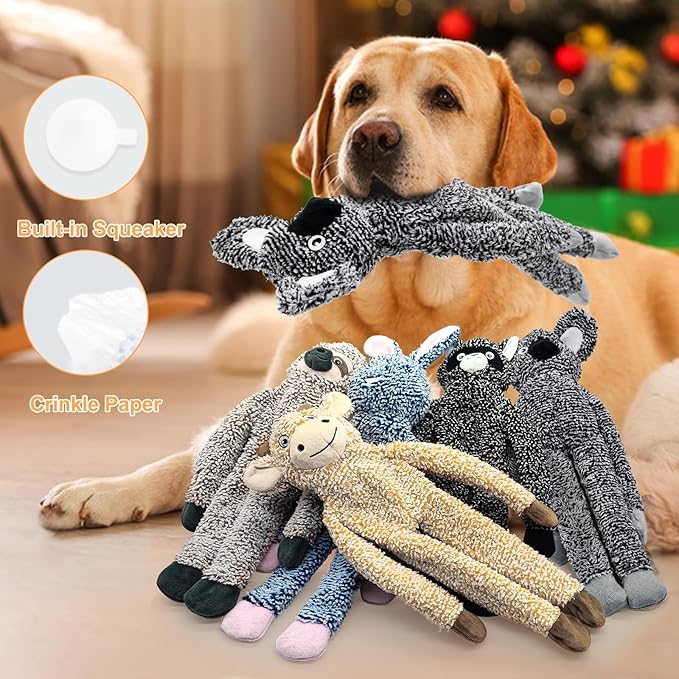 Easter Rabbit No Stuffing Dog Toys for Large Dogs, Squeaky Crinkle Interactive Dog Animals Toys, Plush Teething to Keep Them Busy, Cute Funny Dogs Gifts for Small Medium Large Breed