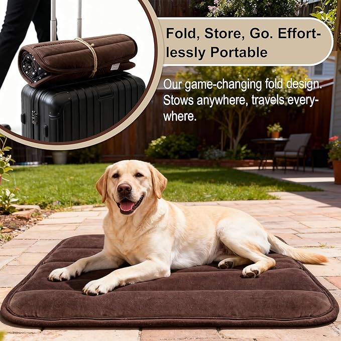 Dog Crate Pad, Ultra Soft & Anti-Slip Kennel Mat, Secure Fit for Metal Crates & Dog Cages, Washable Cozy Bed for Small Medium Large Dogs (Dark Brown, L(34"*20"*1.5"))