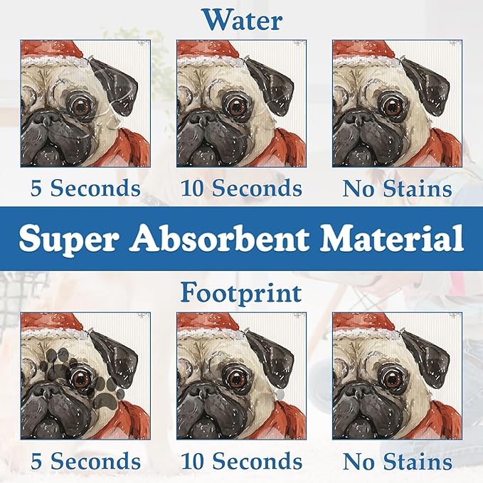 Chirstmas Dog Coffee Dog Cat Food Mat–Absorbent Waterproof Placemat for Food and Water Bowls, Non Slip Rubber Backing, Feeding Mat for Clean Floors 12"x20"