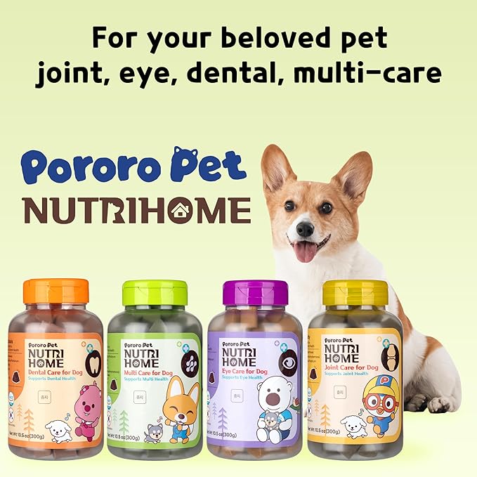 [PororoPet] NutriHome Multi Care for Dogs | Supports Joint, Eye, Liver & Daily Wellness | Milk Thistle, Curcumin, Green Lipped Mussel | 10.58oz (300g), Made in Korea
