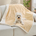 Qeils Pet Blankets for Cats - Waterproof Cat Blanket Washable - Sherpa Fleece Puppy Blanket, Soft Plush Reversible Throw Protector for Bed Couch Car Sofa, 40"X50", Khaki