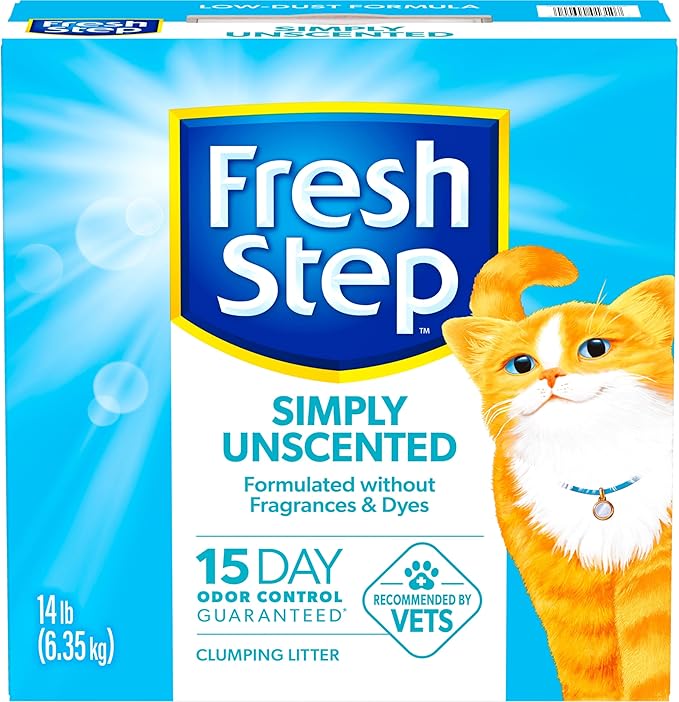 Fresh Step Simply Unscented Clumping Litter,Fresh Step Unscented Cat Litter with Activated Charcoal Technology,14 lb. Box,(Pack of 3)