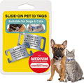 LuckyPet Slide-On Pet ID Tags - Dog Tags Personalized - Durable Engraved Stainless Steel Pet Name Tags - Noiseless Dog Tag - Suitable for Dogs and Cats - Fits 5/8 inch Collars - Medium, Open Ends