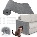Cat Scratch Furniture Protector - 118" x 17" Trimmable Self-Adhesive Cats Claws Scratch Pads, DIY Cat Climbing Couch Protector for Scratch Post Cat Tree Replacement Indoor (Light Gray)