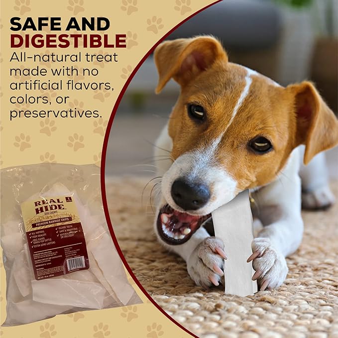 Dog Chew Treats, Rawhide Chips, Beef Hide | All Natural | 1 Pound Pack of 2 | Premium Quality | For Small/Medium/Large Dogs