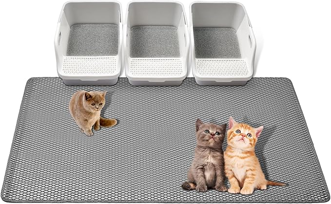 GRELY Cat Litter Mats- Extra Large XXL 47''X 36'',2 Layer Litter Box Mat for Indoor Cats,Rug for Pet Kitty,Litter Trapping Mats,Waterproof Urine Proof,Non-Slip