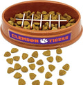 NCAA Super-Bowl - Clemson Tigers Slow Feeder Dog Bowl. Football Design Slow Feeding Cat Bowl for Healthy Digestion. Non-Slip Pet Bowl for Large & Small Dogs & Cats