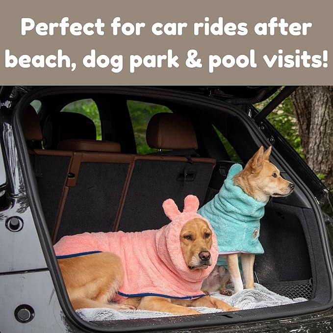 DERPYCHAPPY Premium Dog Towel Robe & Dog Bathrobe for Drying Dogs Made in Korea | Super Absorbent Quick & Adjustable Microfiber Bath Towel for Cats & Puppy Robes After Bath | Soft Warm Coat (Lime,L)