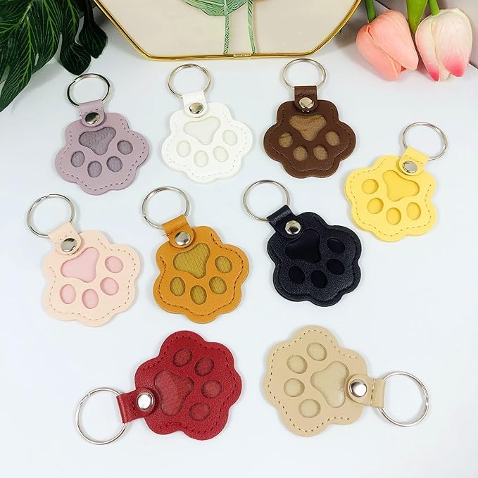 Pet Hair Storage Keychain, Dog Cat Fur Container Collector Keepsake, PU Leather Memorial Keyring, Collar Bag Charms