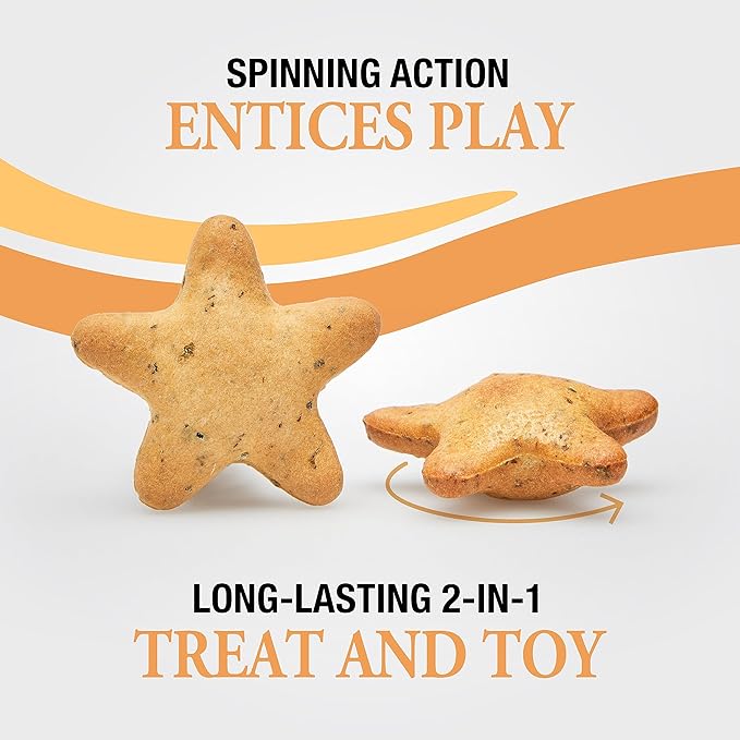 Good ‘n’ Tasty Spinning Stars Cat Treats, 3.2 Ounce Bag, 2-in-1 Treat & Toy Made with Real Chicken, Chicken Liver & Catnip, Encourages Playfulness & Low Calorie, 2 Pack
