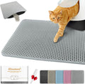 Waterproof Cat Litter Mat, Double Layer EVA, Odor-Free Large Grid, Urine Proof, Easy Cleanup (Gray, 12 x 18)