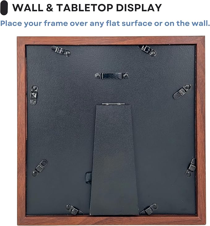Dog Paw Print Kit for Dogs, Dog Picture Frame with Shatterproof Plexiglass, 4 Customizable Displays, 9”x9”, Pet Memorial Gift for Dogs, Loss of Pet Sympathy Gift, Pet Paw Print Impression Kit (Brown)