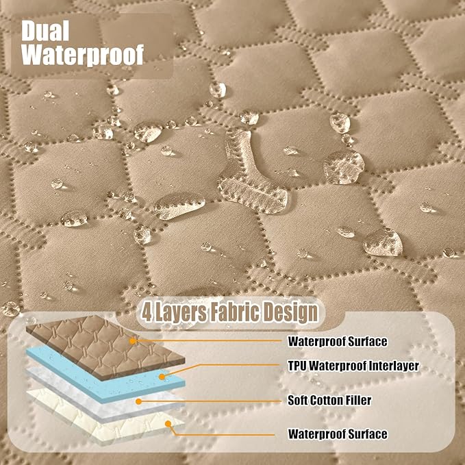 Smiry Waterproof Dog Bed Cover Blanket, Soft Reversible Pet Blanket, Washable Leakproof Cats Dogs Couch Cover for Sofa, Couch, Furniture (30x70 Inch, Camel/Beige)