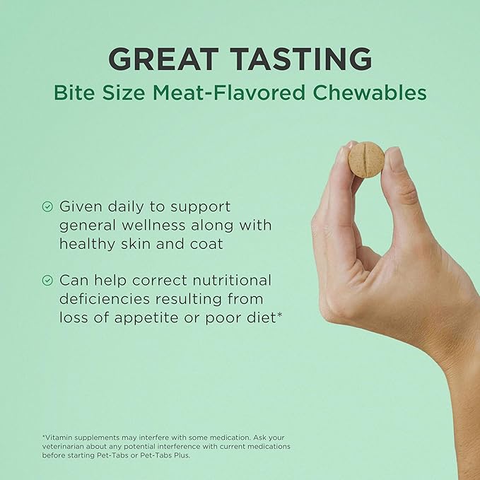 Pet-Tabs Multivitamin and Mineral Supplement for Dogs, Chewable Tablet, 60 Count Bottle