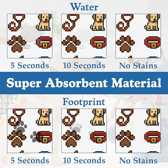 Dog Fun Pet Feeding Mat–Christmas Stocking Quick Dry Absorbent Dog Cat Food Mat, Non Slip Waterproof Bowl Placemat for Messy Eaters, Pet Accessories for Floors 12"x20"