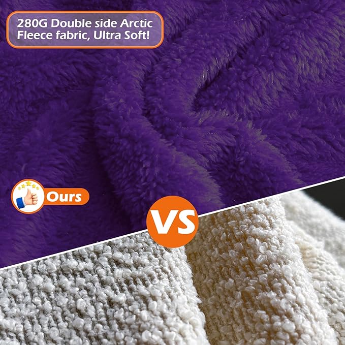 EXPAWLORER Soft Dog Bathrobe with Hood, Super Absorbent & Quick-Drying Dog Towels, Cozy Drying Coat for After Bath,Swimming, Purple L