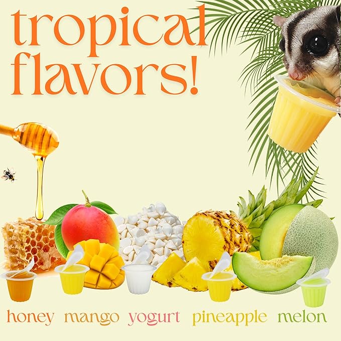 Nectar Pods (Yogurt) - Calcium-Fortified Jelly Fruit Treat - Sugar Gliders, Marmosets, Squirrels, Parrots, Cockatiels, Parakeets, Lovebirds, Conures, Hamsters, Day Geckos, Kinkajous & Other Small Pets