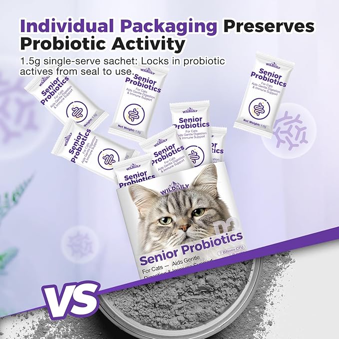 Cat Probiotics Gut – Constipation Relief – Supports Immunity, Regularity, & Healthy Digestion, 30-Day Supply (Senior Formula)