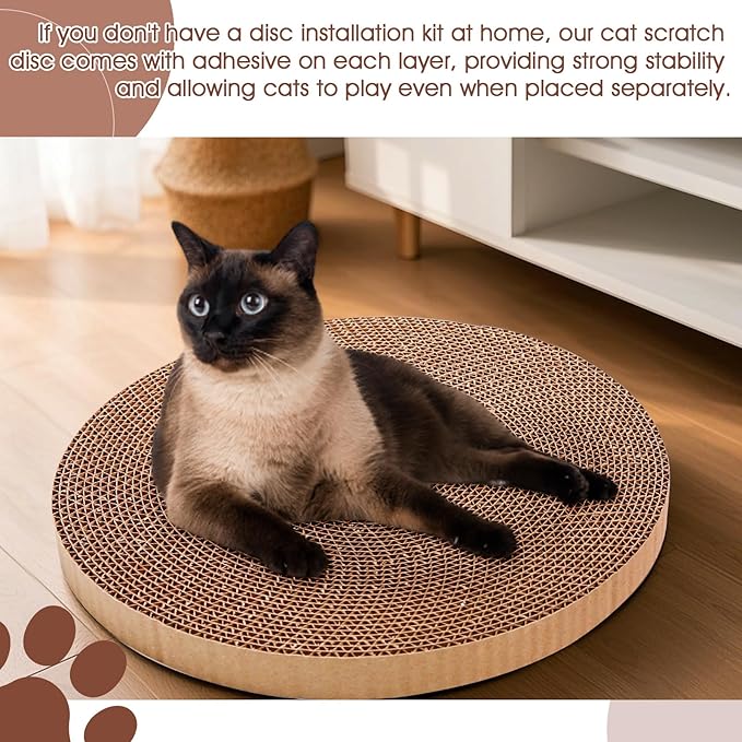 Round Cat Scratcher Replacement Pads -Circle Cat Scratcher Pad Cardboard Cat Scratchers Refill 10 inch Diameter 7/8 inch Thickness Pet Supplies, Relieves Stress, Supports Pet Behaviors, 3 Count