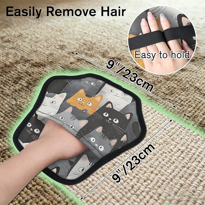 Black Cats Pet Hair Removal Glove for Dogs & Cats,2 PCS Newly Upgraded Reusable Electrostatic Pet Hair Gloves,Dog Hair Remover Tool for Clothing,Couch,Carpet,Car Seat