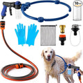 MALLMALL6 Adjustable 360° Dog Washing Hose Attachment with Pet Grooming Glove & 2 100cc Soap Dispenser, Foldable Foam Nozzle Sprayer with 4 Faucet Connectors & 8.2Ft Puppy Washer Hose for Showering