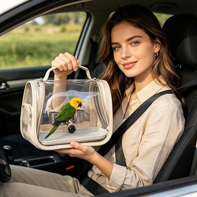 Bird Backpack Carrier | Bird Transport Backpack with Perch | Outdoor Cockatiel Bag,for Parrot Parakeet Cockatiel Conure Cockatoo Outdoor Travel Camping Road Trip Vacation