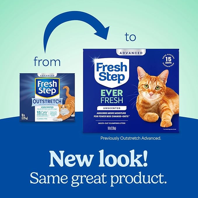 Fresh Step Ever Fresh Advanced Multi Cat Clumping Litter, Unscented, 16 lb Each, Pack of 2 (Package May Vary)