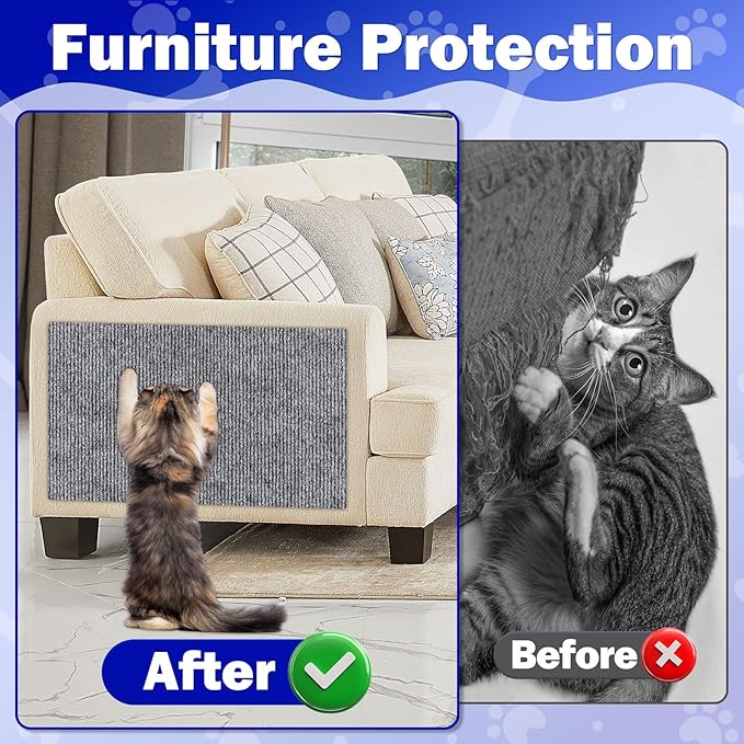 23.6x15.8 Couch Wall Corner Protection for Indoor Cats,Anti Scratch Furniture Protector from Cats Scratching,Trimmable Climbing Cat Scratcher Pad Play Mat Easy Use for Cat Board/Door/Carpet
