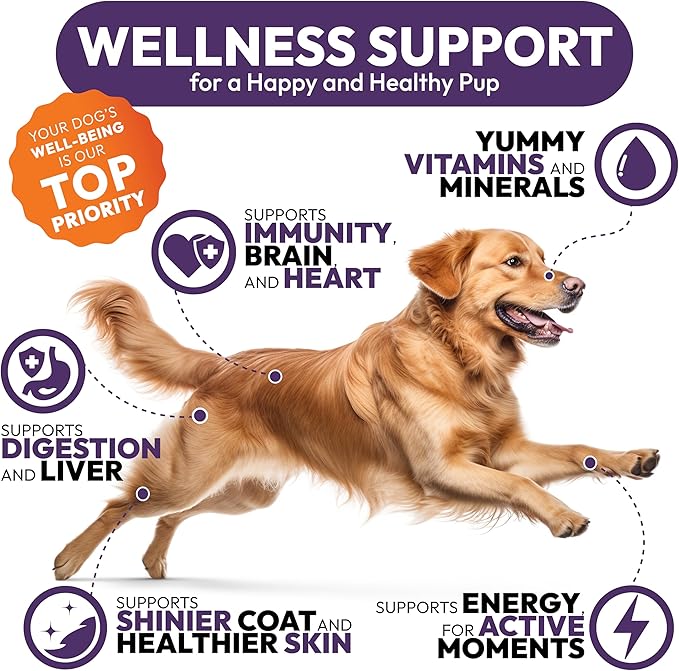 (2 Pack) Dog Multivitamin Chewable - 340 Chews - Dog Vitamins and Supplements with Glucosamine - Hip & Joint, Pet Immune Support, Gut & Heart Health - Senior & Puppy Multivitamin Pet Supplement