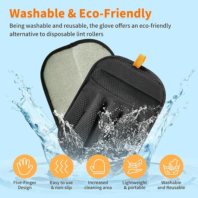 Pet Hair Removal Gloves for Cats & Dogs，Upgraded Five-Finger Electrostatic Reusable Magic Brush for Effortless Pet Hair Remover Tool on Carpet, Clothing, Laundry, Couch, Car Seat