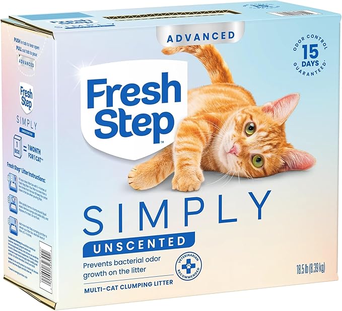 Fresh Step Clumping Cat Litter, Advanced, Unscented, 18.5 lbs (Package May Vary)