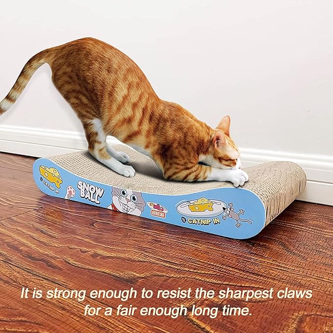 TTCAT Cat Scratching Pad, 2 Pack Corrugated Cat Scratcher Cardboard, Bone Type Durable Cat Scratching Board Reversible for Furniture Protection.